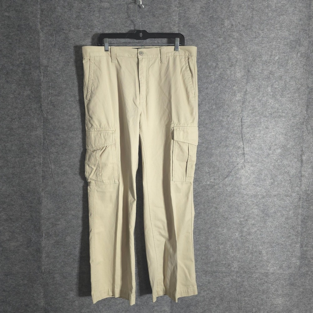 Old Navy Cargo Pants Mens 34x30 Khaki Loose Fit Cotton Utility Casual Wear Style
